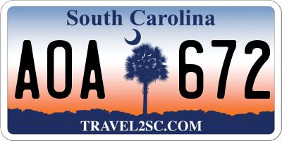 SC license plate AOA672