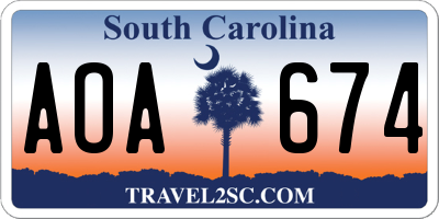 SC license plate AOA674