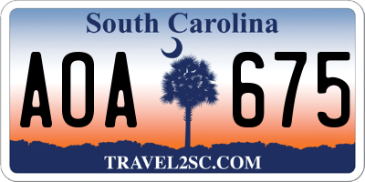 SC license plate AOA675