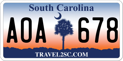 SC license plate AOA678