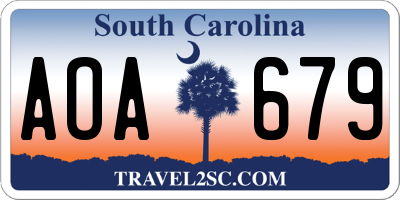 SC license plate AOA679