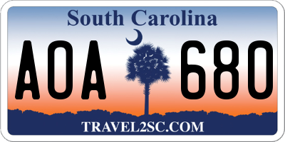 SC license plate AOA680