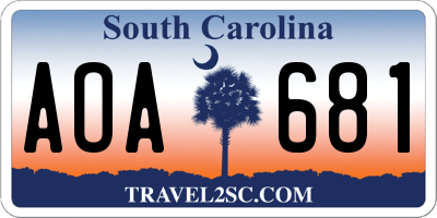 SC license plate AOA681