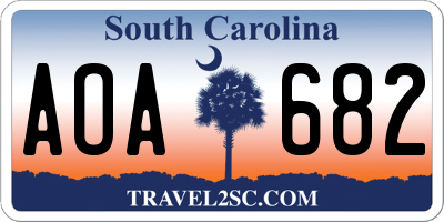 SC license plate AOA682