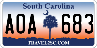 SC license plate AOA683