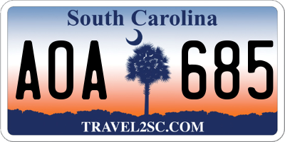 SC license plate AOA685