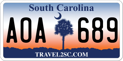 SC license plate AOA689