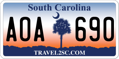 SC license plate AOA690
