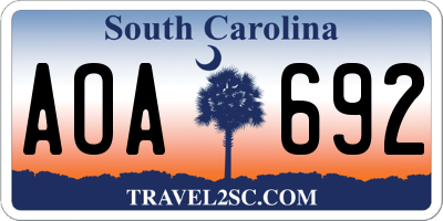 SC license plate AOA692