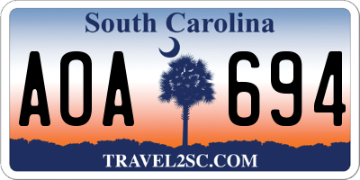 SC license plate AOA694