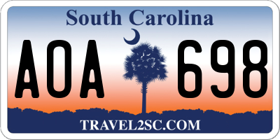 SC license plate AOA698
