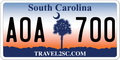 SC license plate AOA700