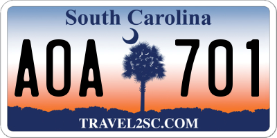 SC license plate AOA701