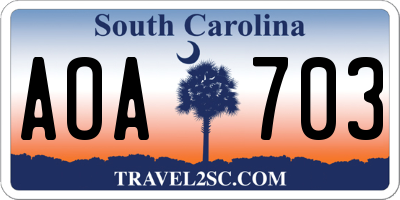 SC license plate AOA703