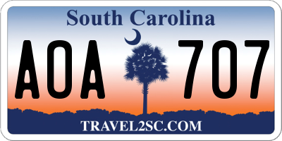 SC license plate AOA707