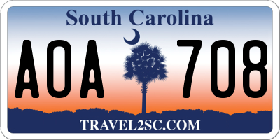 SC license plate AOA708