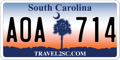 SC license plate AOA714