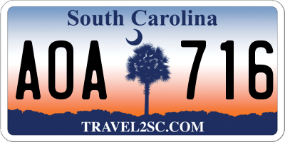 SC license plate AOA716