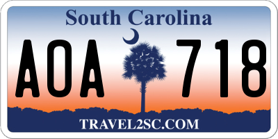 SC license plate AOA718