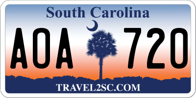 SC license plate AOA720