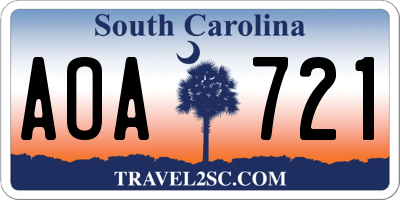 SC license plate AOA721