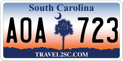 SC license plate AOA723
