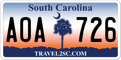 SC license plate AOA726