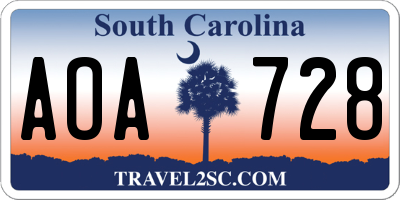SC license plate AOA728