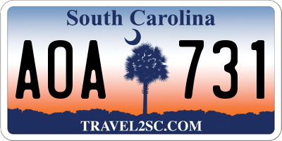 SC license plate AOA731
