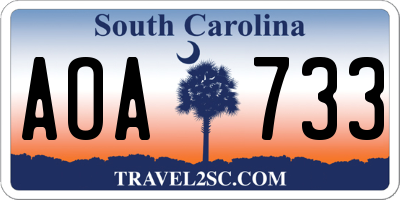 SC license plate AOA733