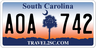 SC license plate AOA742