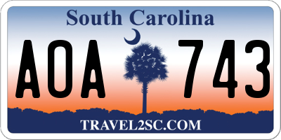 SC license plate AOA743