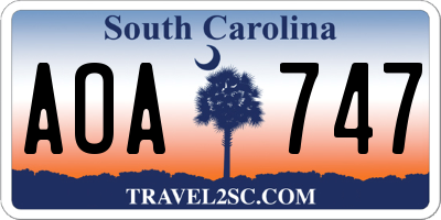 SC license plate AOA747