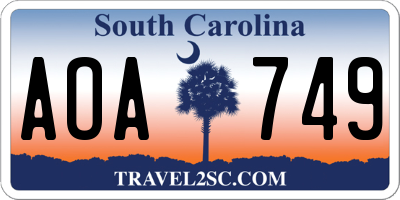 SC license plate AOA749