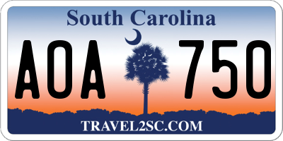SC license plate AOA750