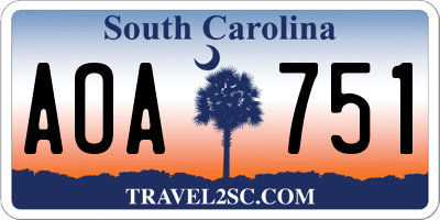 SC license plate AOA751