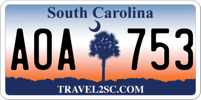 SC license plate AOA753