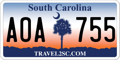 SC license plate AOA755