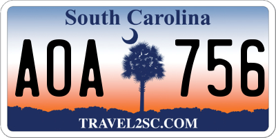 SC license plate AOA756