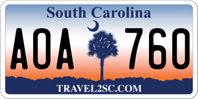 SC license plate AOA760