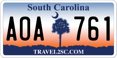 SC license plate AOA761