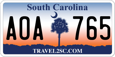 SC license plate AOA765