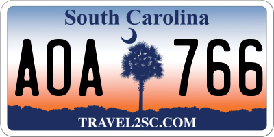 SC license plate AOA766