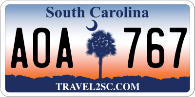 SC license plate AOA767