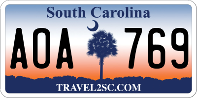 SC license plate AOA769