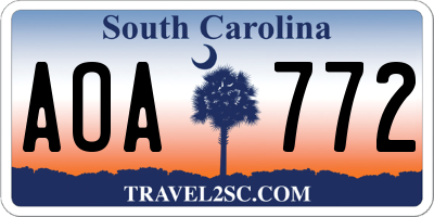 SC license plate AOA772