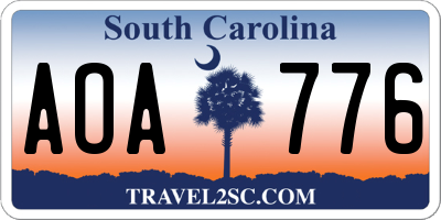 SC license plate AOA776