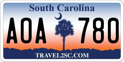 SC license plate AOA780