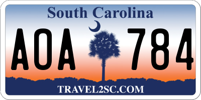 SC license plate AOA784