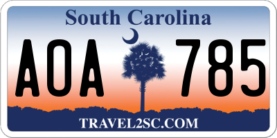 SC license plate AOA785